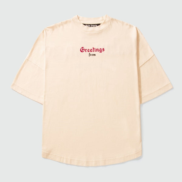 Palm Angels California Logo Mock Neck Tee Cream PALM ANGELS PALM ANGELS - originalfook singapore