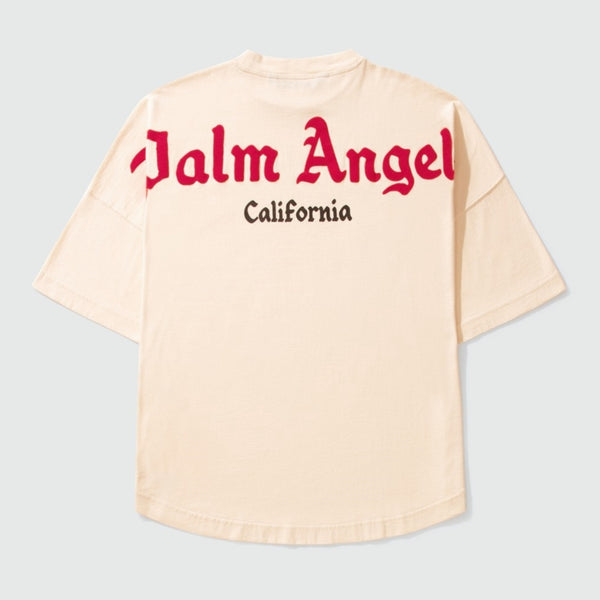 Palm Angels California Logo Mock Neck Tee Cream PALM ANGELS PALM ANGELS - originalfook singapore