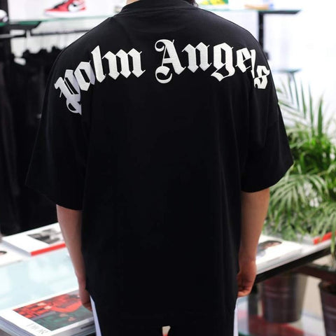 PALM ANGELS Classic Mock Neck Logo Tee Black | ORIGINALFOOK