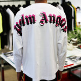 PALM ANGELS Doubled Logo Long Sleeve Tee White Fuchsia PALM ANGELS PALM ANGELS - originalfook singapore