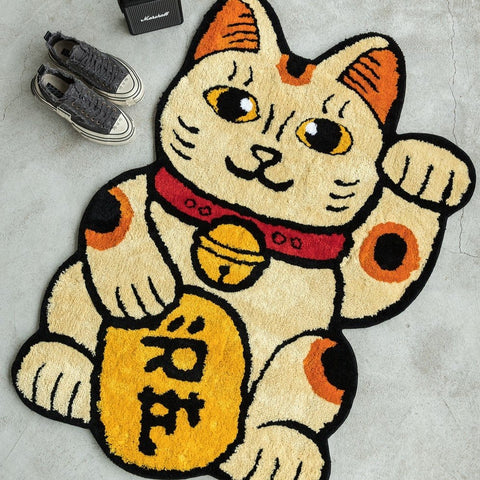 RAW EMOTIONS Lucky Cat Mascot Rug Yellow