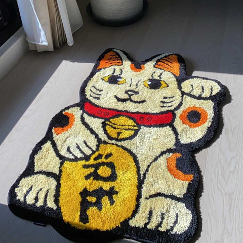RAW EMOTIONS Lucky Cat Mascot Rug Yellow