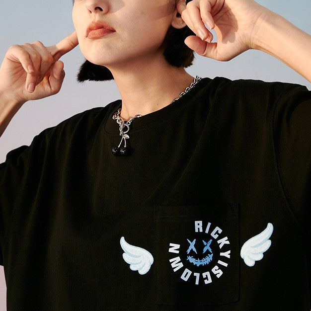 Rickyisclown [RIC] Embroidered Angel Wings Pocket Tee Black [R9210508f-GGGG] RICKYISCLOWN RICKYISCLOWN - originalfook singapore
