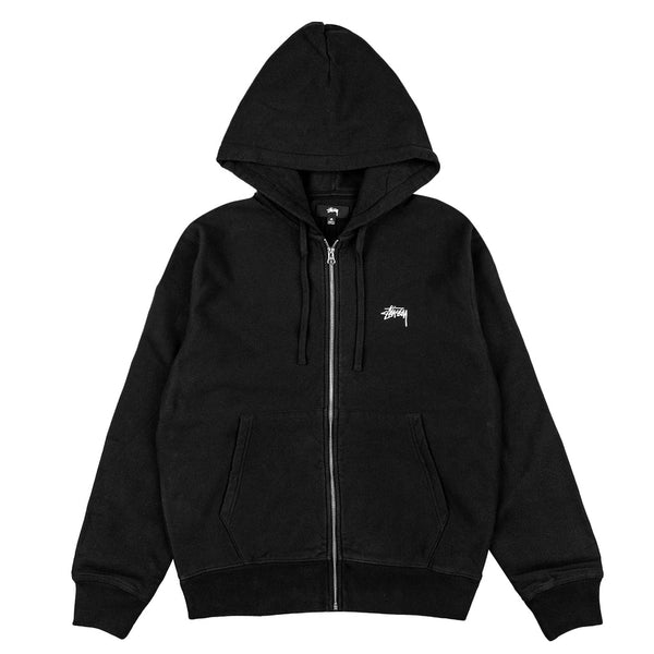 STUSSY Stock Logo Zip Hoodie Black   ORIGINALFOOK