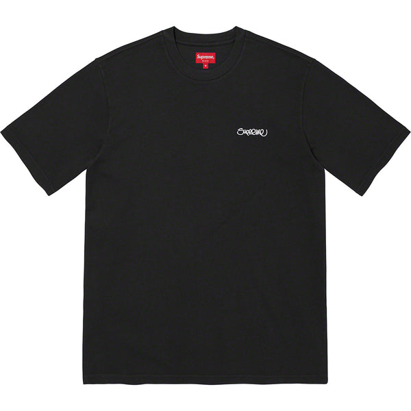 Supreme Handstyle Embroidery Logo Tee Black supreme supreme - originalfook singapore