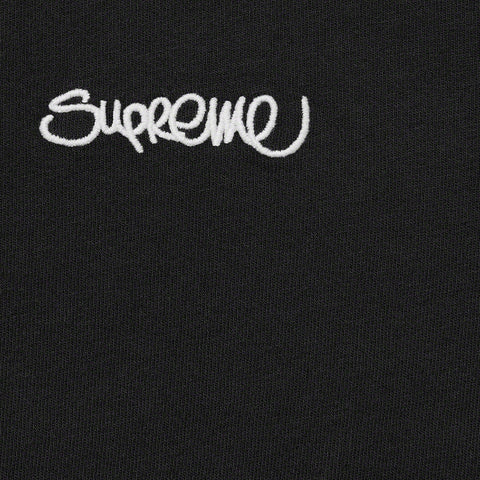Supreme Handstyle Embroidery Logo Tee Black