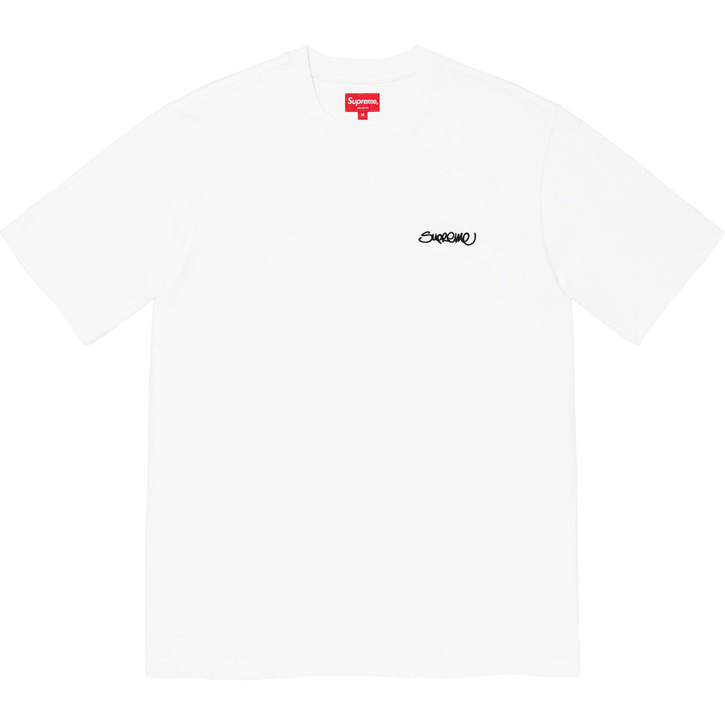 Supreme Handstyle Emboidery Logo Tee White | ORIGINALFOOK