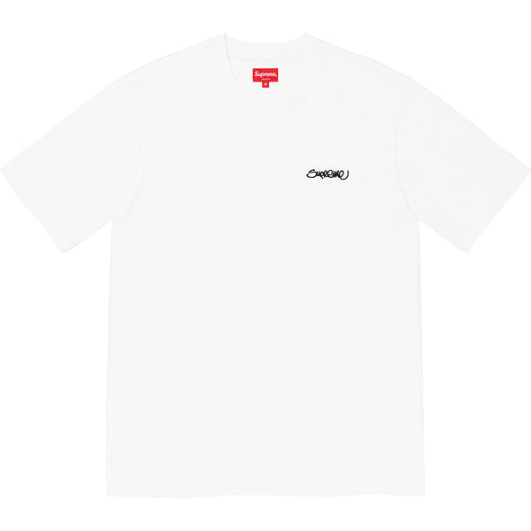 Supreme Handstyle Emboidery Logo Tee White supreme supreme - originalfook singapore