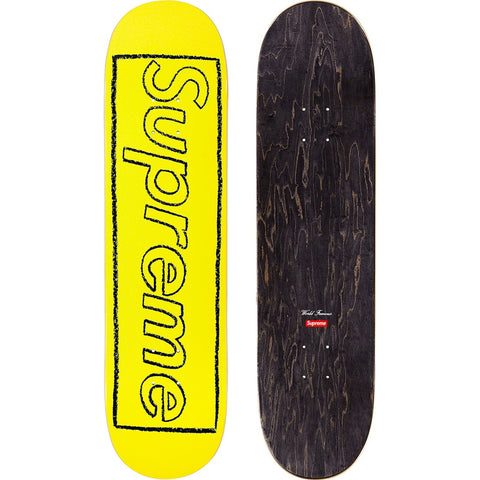 SUPREME X KAWS Chalk Logo Skateboard Deck Yellow